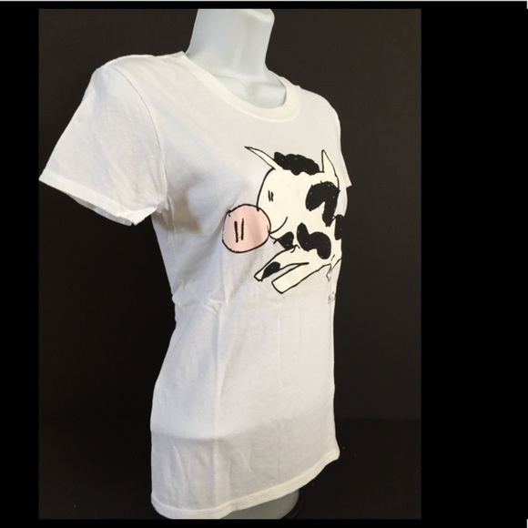 Hyp Cow Animal Art Graphic Tee White T-shirt from Maximsart - Picture 2 of 4